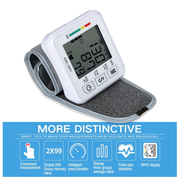 Medical Equipment LCD Automatic Digital Wrist Blood Pressure Monitor Bp Tonometer Sphygmomanometer Tensiometer Tansiyon Aleti