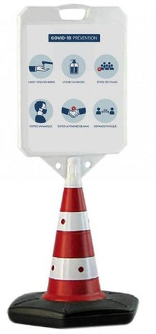 COVID 19 - Cône de signalisation en plastique 118cm