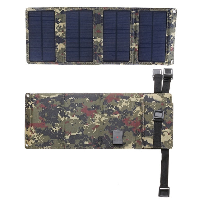 20W Portable Solar Panel 5V Folding Solar Cell Foldable Waterproof USB Port Charger Mobile Power Bank for Phone Battery Outdoor